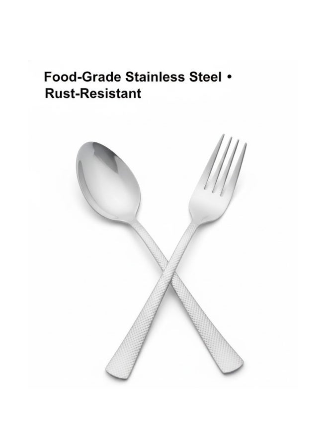 جيهام طقم ملاعق وشوك فاخر من الفولاذ المقاوم للصدأ للاستخدام المنزلي والمكتبي - أدوات مائدة مقاومة للصدأ وآمنة للاستخدام مع الطعام، بمقبض مانع للانزلاق، وأدوات مائدة مصقولة كالمرآة للاستخدام اليومي، وعلبة الغداء، والسفر، والمطاعم - Image 5